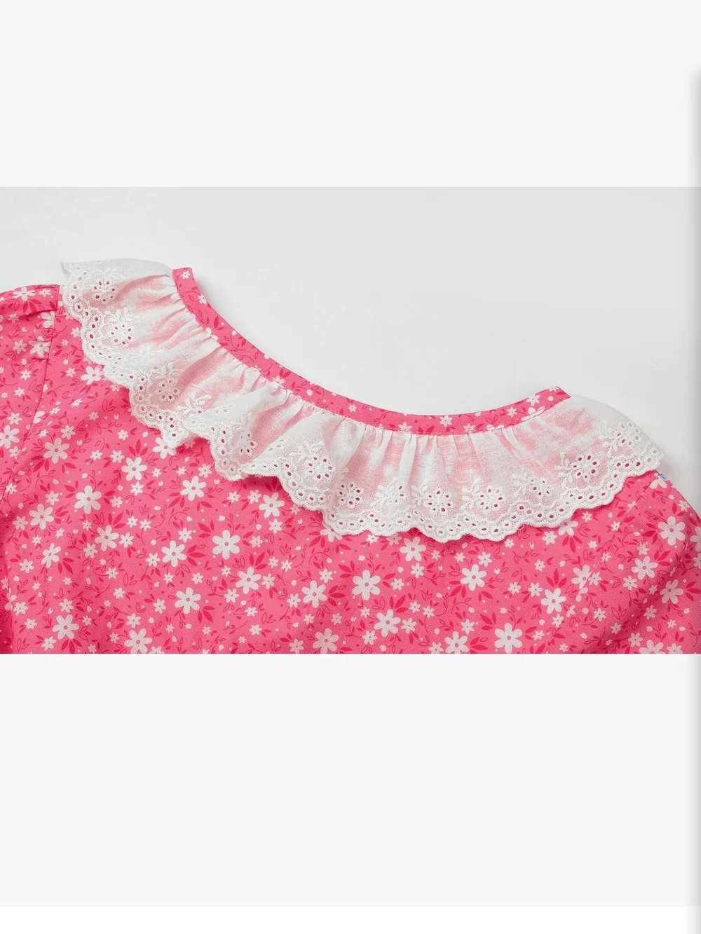 Girls' Pink Floral Pioneer Costume with White Apron and Bonnet